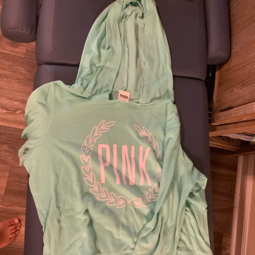Super comfy teal Victoria’s Secret pink sweatshirt